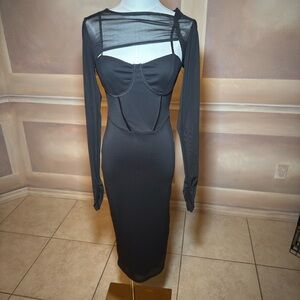 Forever 21 Sheer Black Long Sleeve Dress